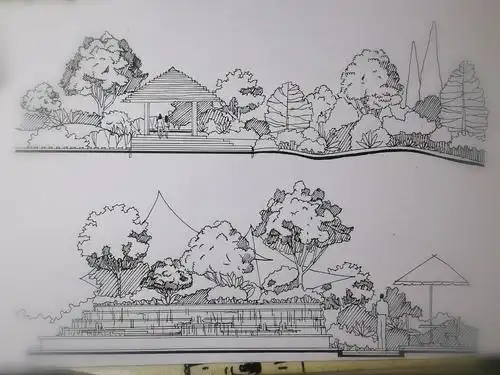手绘线稿临摹园林园林设计风景园林景观速写立面图云响子关注打开新页