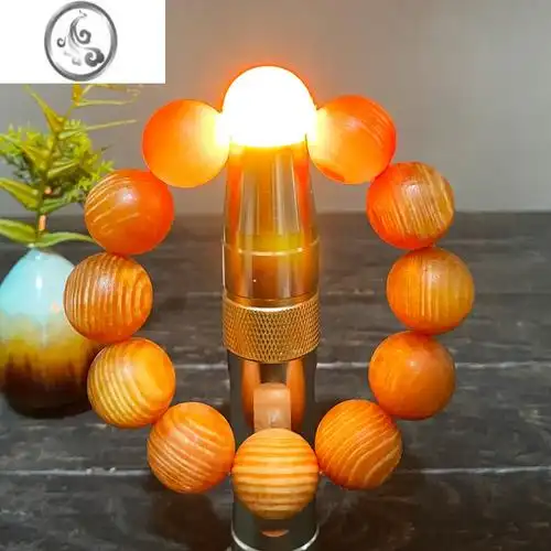 jimi琥珀木手串东北长白山沉香全满油松明子透光手链佛珠全玉化