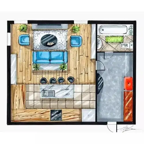 室内手绘平面上色技巧