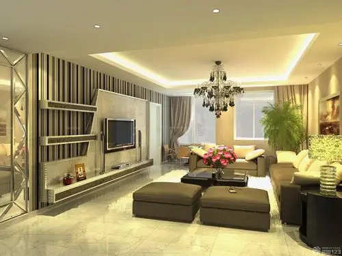 时尚现代风格客厅瓷砖电视背景墙装饰图片_装信通网效果图