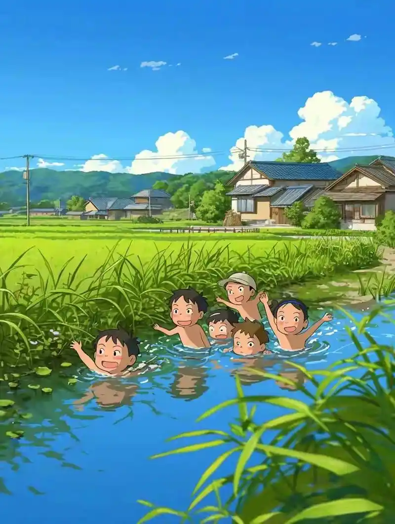 立夏了, 儿时的夏天是这样的,天蓝,水清,云白!