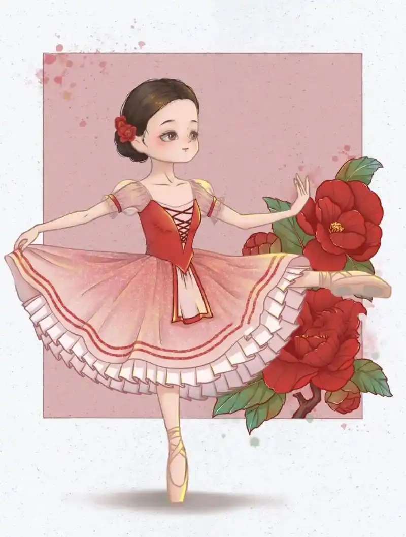 插画|一组跳芭蕾的小姑娘 可爱的模样跳着优雅的舞蹈,好治愈