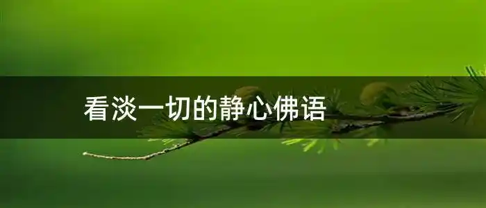 看淡一切的静心佛语_人生感悟-学习汉字网