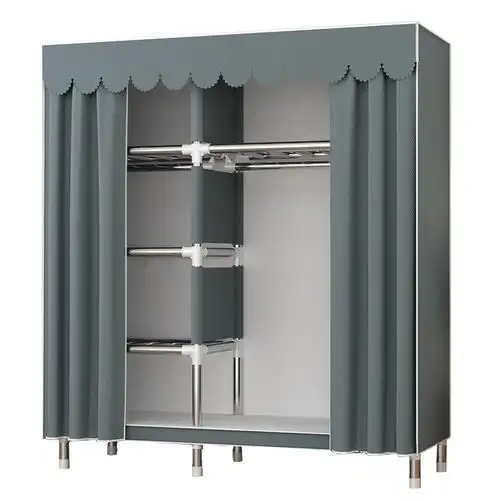 符象简易衣柜家用卧室布衣柜出租房用结实组装简约现代钢架衣橱