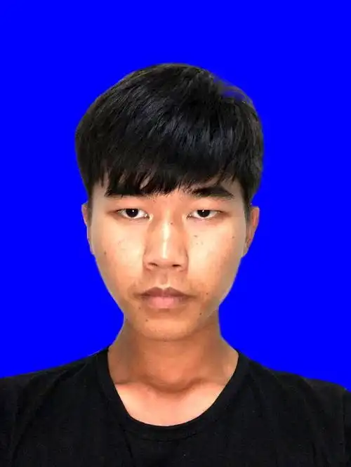 求大哥帮我把背景换成蓝色.证件照用,也可以适度p白点