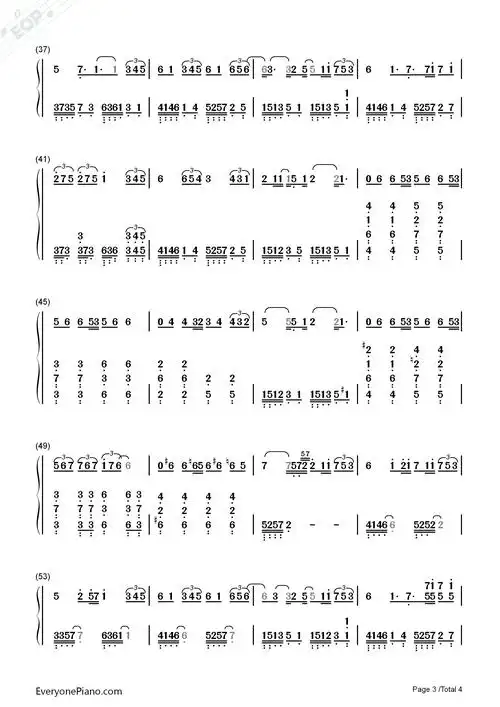 阴天快乐陈奕迅双手简谱预览3