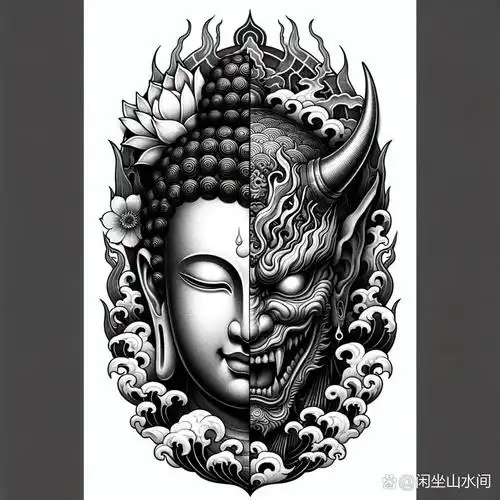 ai繪畫刺青_一念之間_佛_魔 一念之間元素,喜歡佛魔的可以拿去,細節