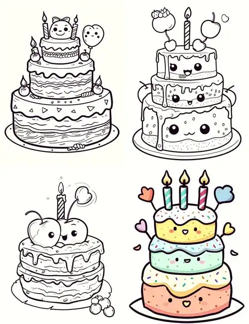 🎉生日蛋糕涂色线稿免费送🎨