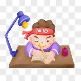 刷题写试卷元素pngpsd卡通可爱女生熬夜奋斗学习素材pngpsd矢量考生