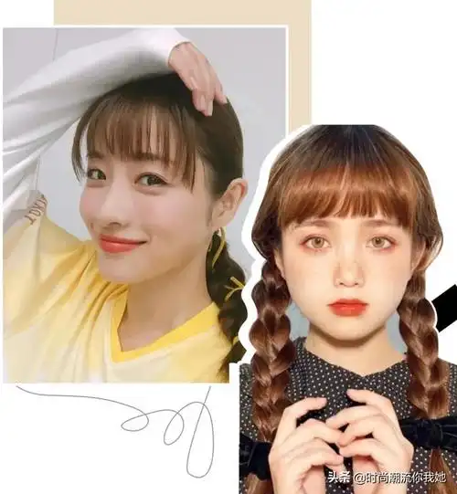 八字刘海外翻丸子头