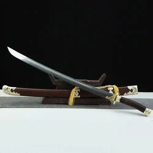 龙泉市刀剑花纹钢烧刃清刀防身绣春刀一体镇宅硬宝剑冷兵器未开刃