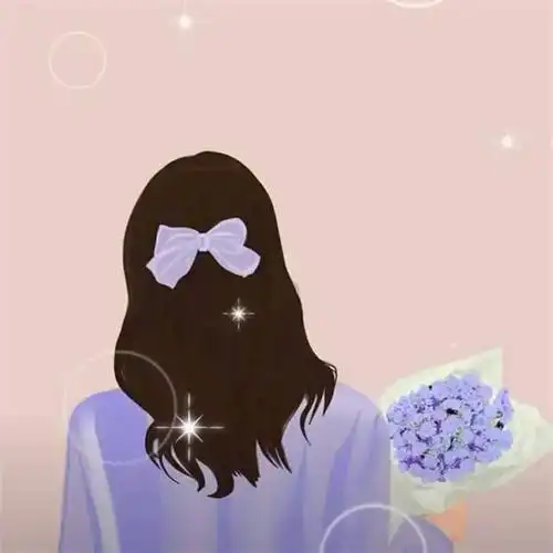 女头温柔干净手绘背影图片