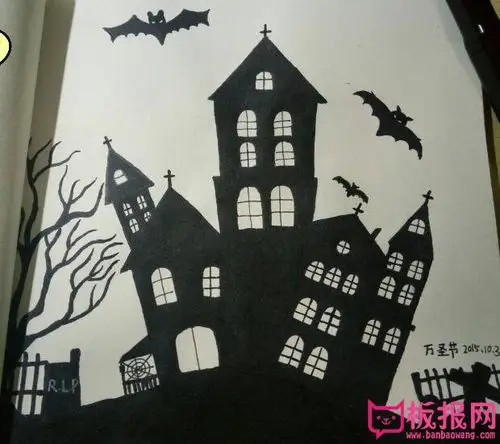 万圣节主题鬼屋简笔画图片大全
