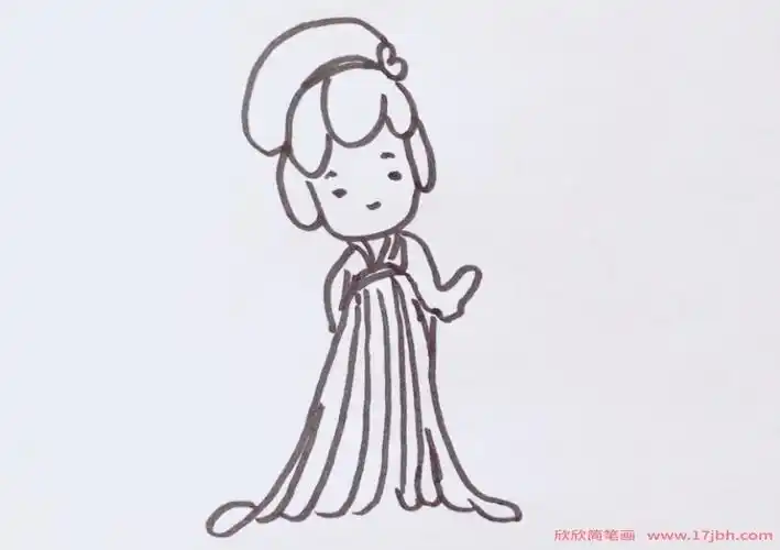 简笔画古装q版 古装女孩怎么画