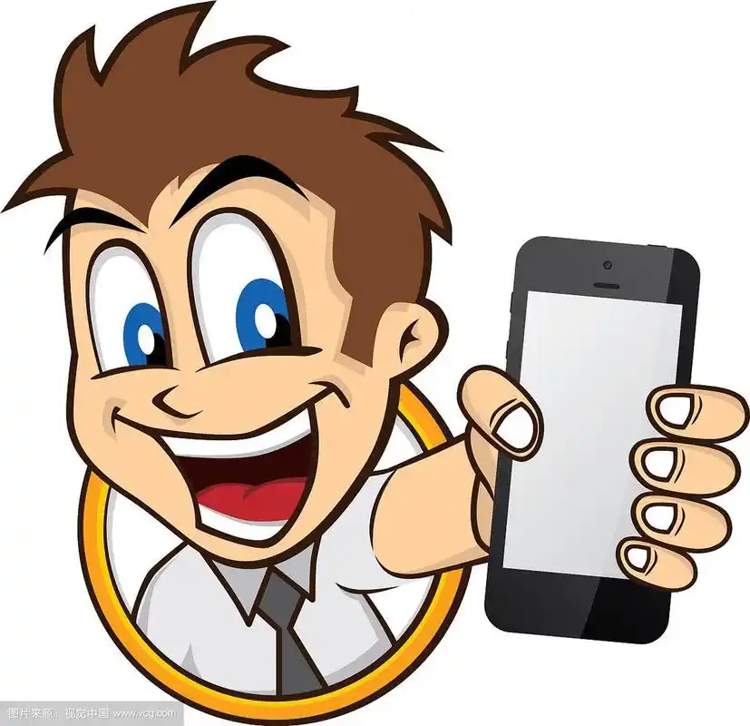卡通人物拿着手机