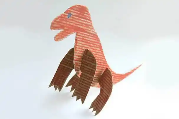 纸箱瓦楞纸板废物利用:儿童手工制作恐龙玩具(步骤图解)