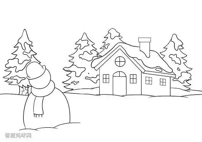 幼儿园冬天景色简笔画