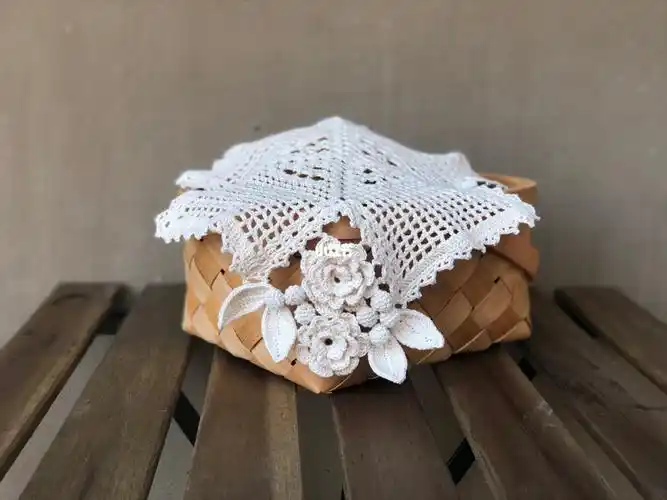 钩针图解蕾丝餐垫篮子盖巾餐巾