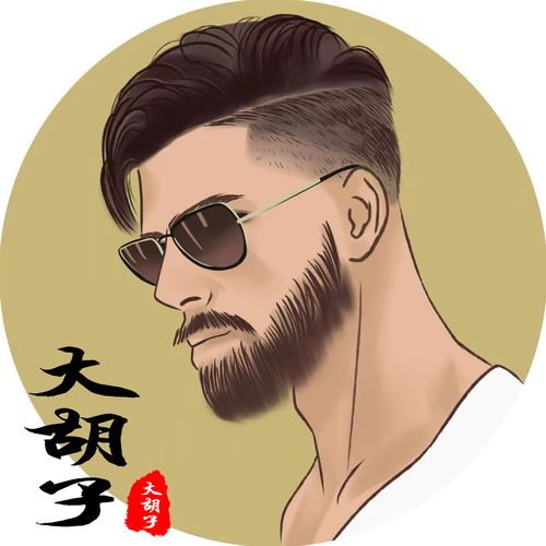 签名头像抖音快手同款psd源文件素材大叔卡通胡子图层设计姓氏