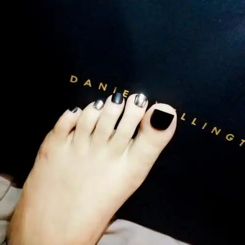 黑 银 可爱夏日脚趾甲胶水甲贴 美甲甲片假指甲 假指甲j-123