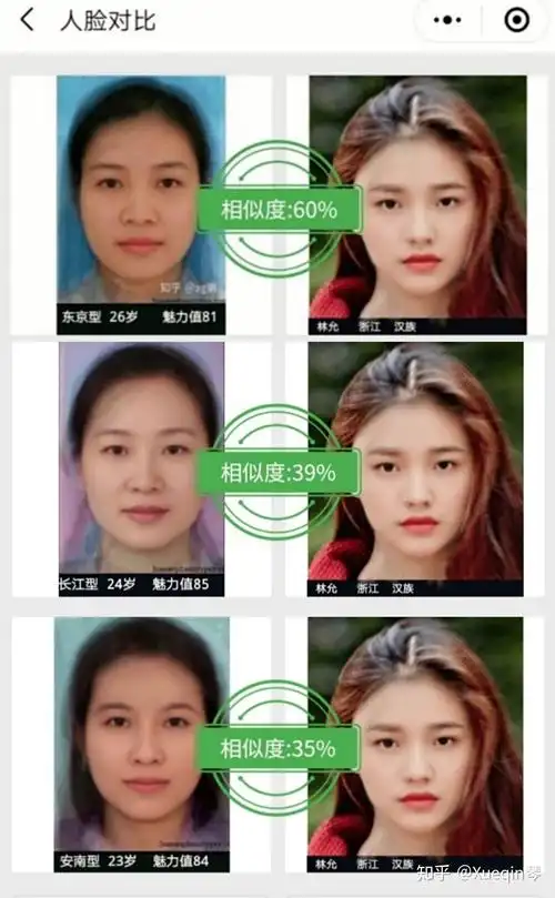 人脸相似度对比岗山型vs东京型