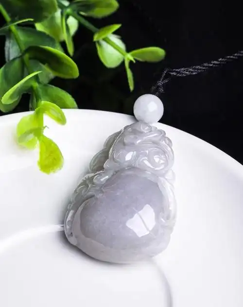 钱袋子天然a货翡翠浅紫挂件