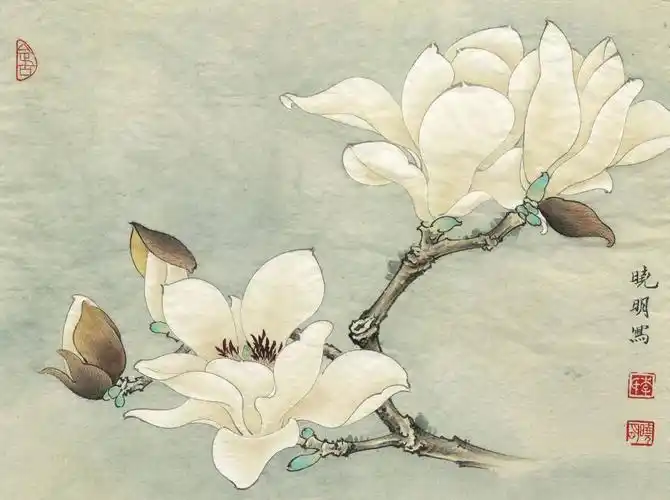 [国画高清大图]0022_李晓明工笔画花鸟高清图jpg-临余致贞白玉兰图