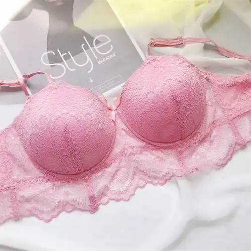 内衣斤性感蕾丝夏季半杯侧收副乳调整型薄聚拢文胸套装粉色套装3885b