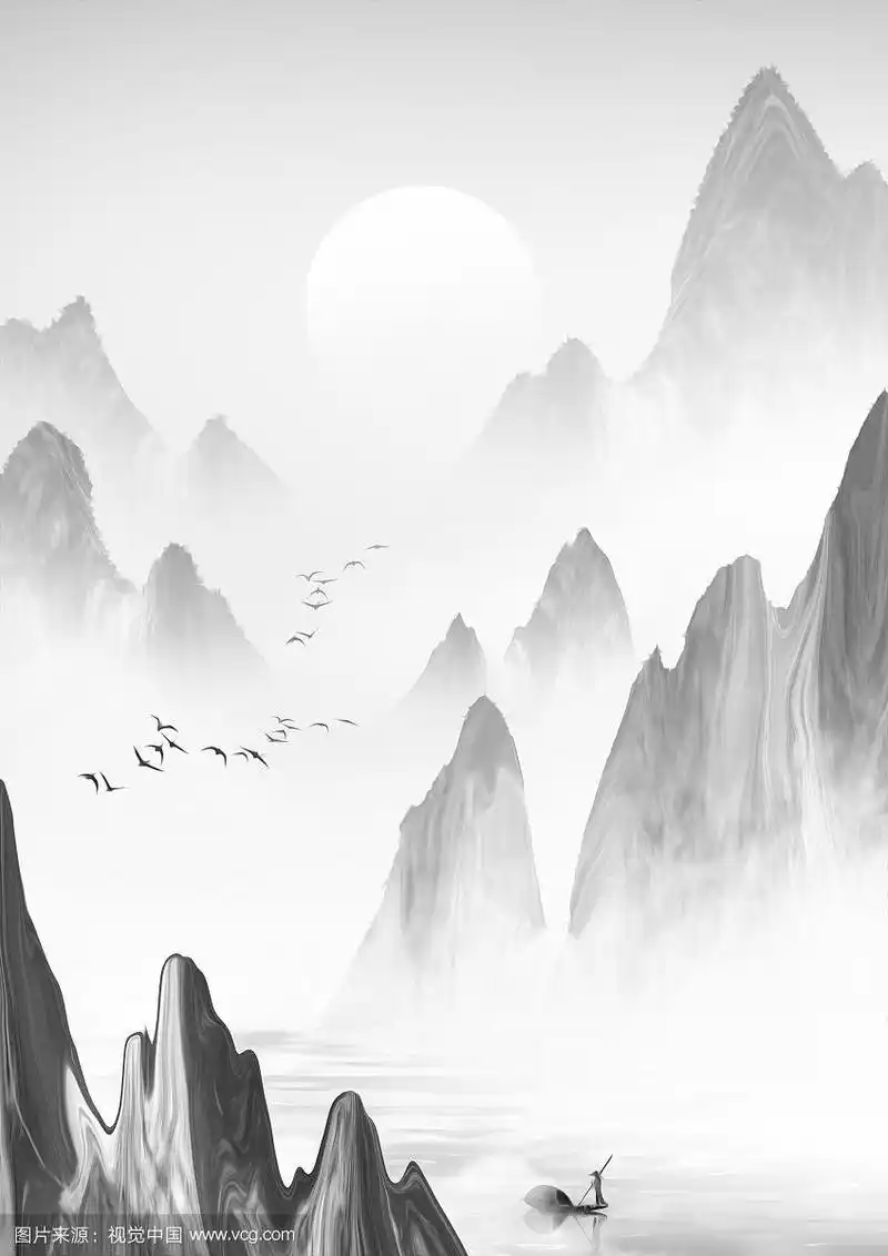 中国风意境水墨山水画