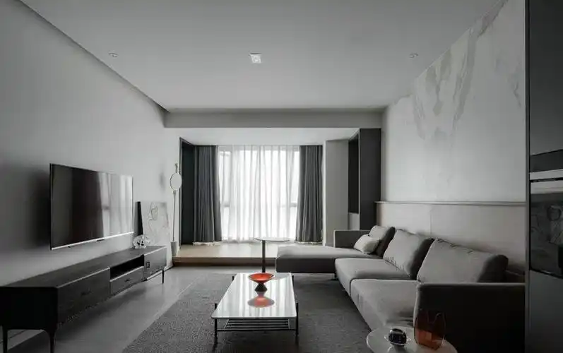 冷灰色哑光地砖配什么颜色沙发家具灰黑色地砖和白色墙漆搭配装修效果