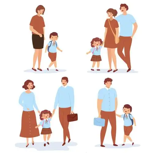 4组创意家庭人物矢量素材
