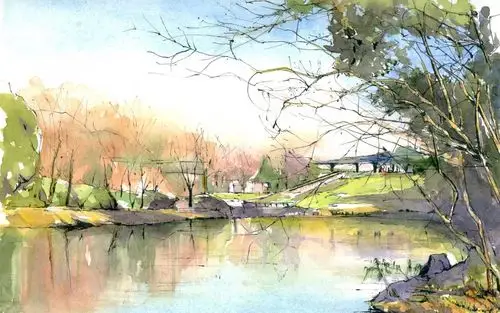 日本画师小森裕三水彩风景画-手绘壁纸-高清手绘图片-娟娟壁纸