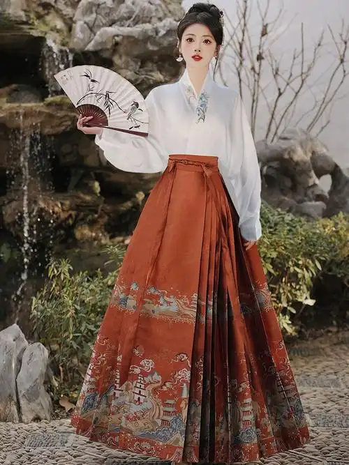 款素日常全套新款马面裙新中式古装明制汉服女秋冬季敬酒服国风元