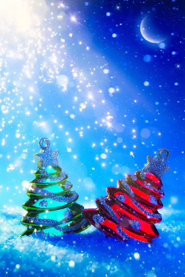 梦幻圣诞树与雪花背景高清图片