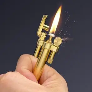 砂轮个性新型异形送男友火把煤油打火机黄铜创意滑轮迷你艺术老式