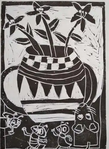 黑山县镇安乡小学少儿版画作品微展