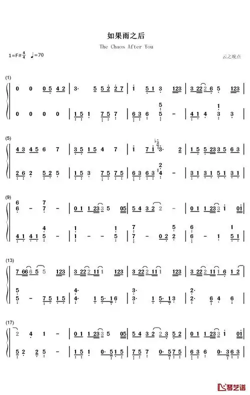 如果雨之后钢琴简谱歌词如果雨之后泪还不停流如果悲伤后眼神更执着那