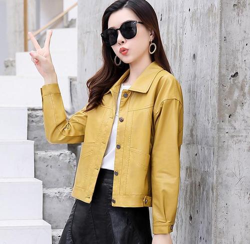 短款pu皮衣女外套2020秋装新款女装时尚西装领机车皮夹克小外套