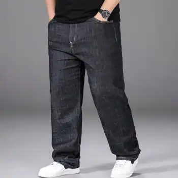 夏天胖人穿的特大号牛仔裤加肥加大码宽松大码牛仔裤男加肥加大直筒