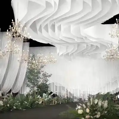 婚庆道具吊顶纱幔云顶婚礼堂舞台酒店布置装饰牛奶丝平面弹力布料