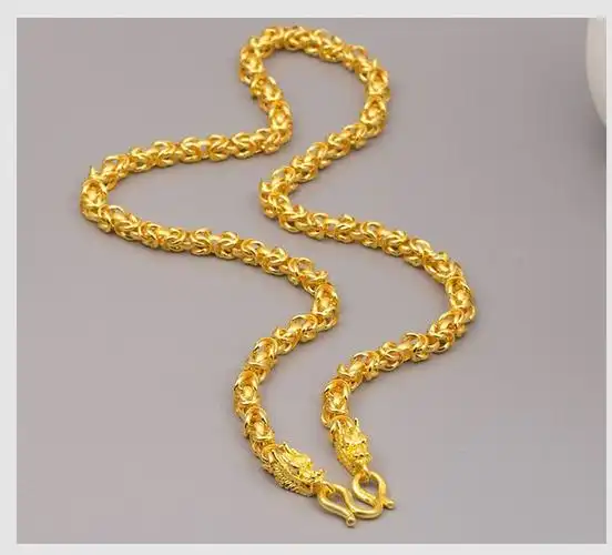 黄金项链实心 男士霸气龙头金项链足金999.