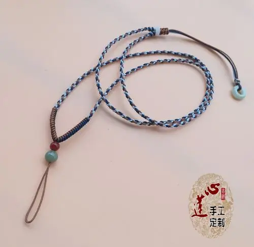 古朴手工编制百宝翡翠黄金玉吊坠编织挂绳项链项链