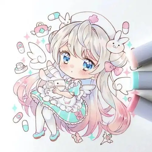 马克笔q版 | 小白也能临摹的简单动漫人物手绘素材