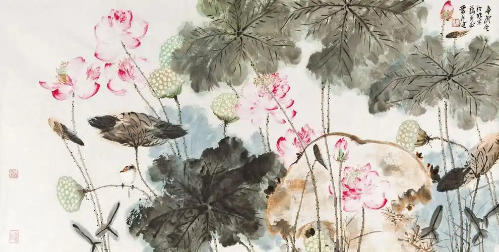 荷花小鸟图录号:550年代:艺术家:贾广健材质:镜心 纸本设色作品分类