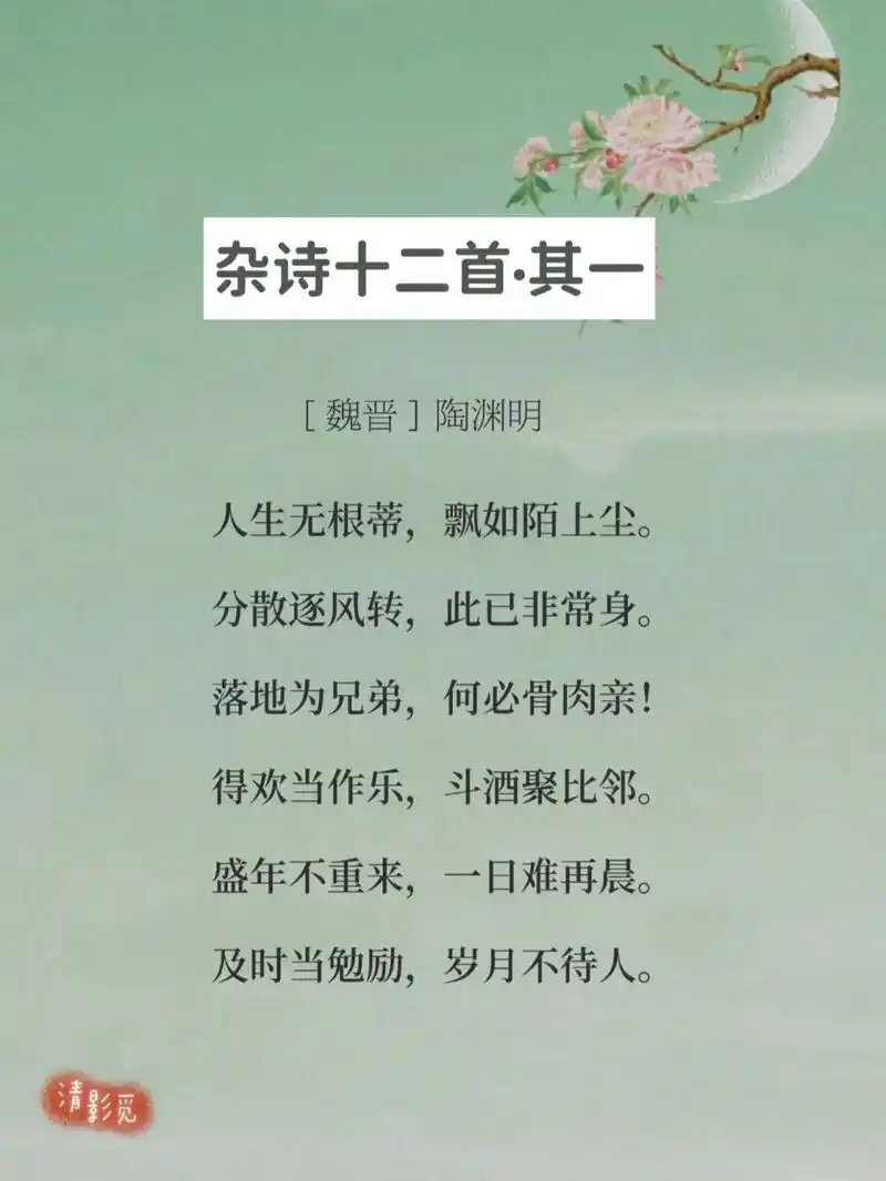 每日诗词129|陶渊明《杂诗十二首·其一》 —— 94【译文】 61