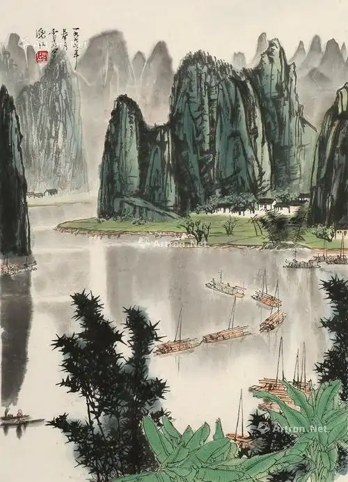 0066漓江镜心纸本