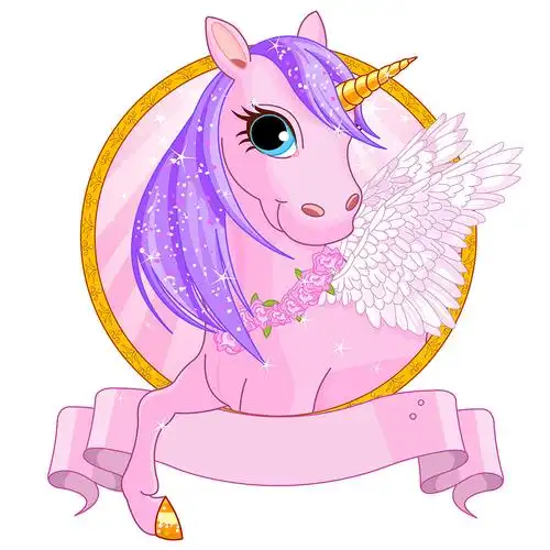 昆尚跨境新款北欧简约粉色卡通独角兽墙贴客厅卧室贴 ksd8820