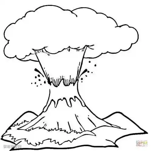 火山喷发简笔画图片