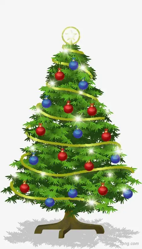 彩色圣诞树png素材透明免抠图片-节日元素