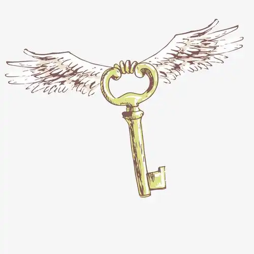 翅膀钥匙唯美手绘